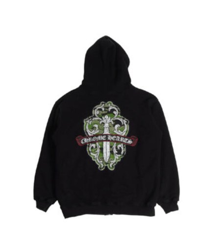 Chrome Hearts Dagger Zip Up Cross Hoodie – Black